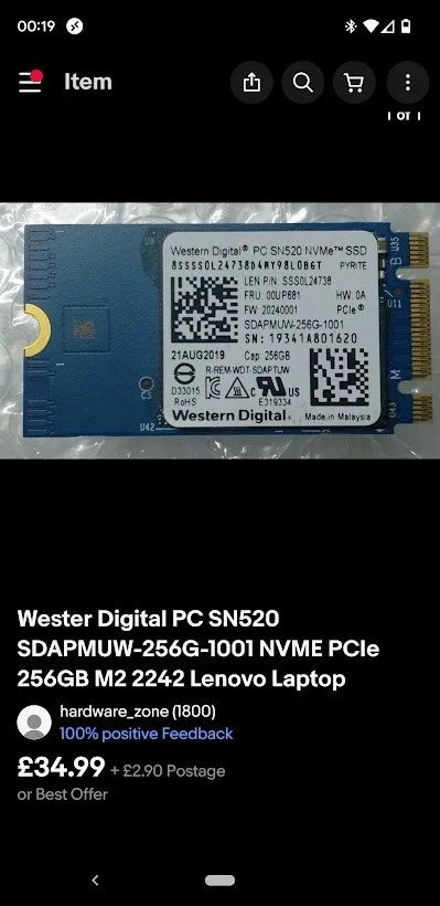 Western Digital PCIe NVMe SN520
